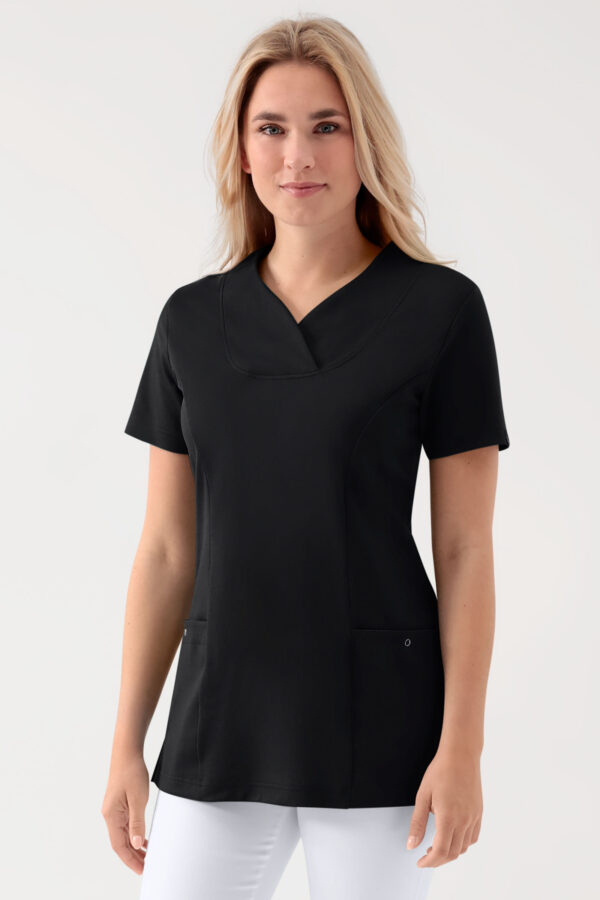 COMFY FLEX stretch särk naistele - südamekujuline dekoltee, must
