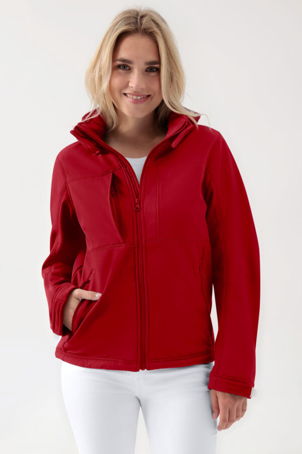 Softshell-jakk unisex – eemaldatav kapuuts, punane
