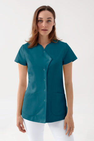 GREEN veniv tuunika naistele - asümmeetriline trukkkinnitusega tuunika, petrool